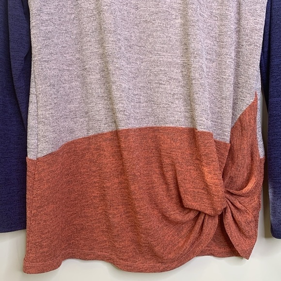 Unbranded Color Block Long Sleeve Stretch Knot Pull Over Top L - Picture 3 of 6